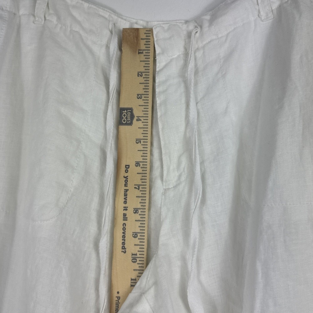 St. John's Bay Capri Pants Women's 20W White 100% Linen Drawstring Wide Leg - Picture 9 of 12